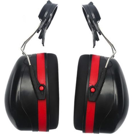 Protecteurs auriculaires de sécurité à fixer sur casque de chantier, coques coupe-bruit anti-bruit, SNR 28dB NRR 23dB, ABS nylon acier inox mousse, 21x15cm, 1 pièce (1/4)
