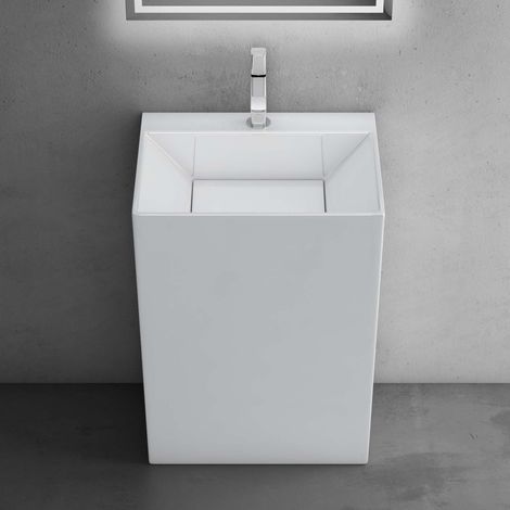 doporro Lavandino a Colonna, Lavandino su Piedistallo 60x45x90cm, Lavabo su Colonna per Bagni da Minerale Fuso Colossum40