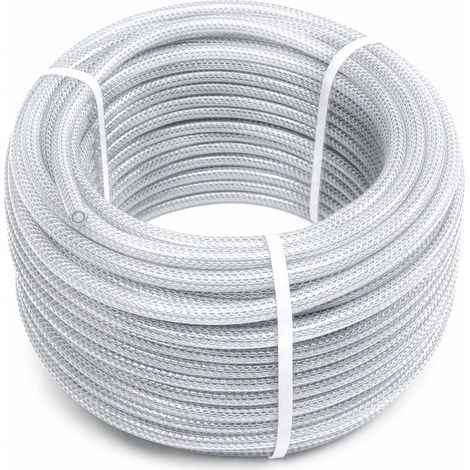 Wiltec Tubo in PVC intrecciato con diametro interno di 6 mm, spessore della parete 3 mm e lunghezza 25 m, tubo per uso alimentare fino a max. 25 bar (1/5)