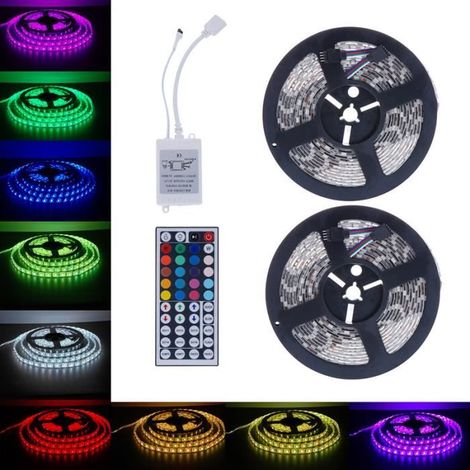 Bande LED - 100% nouvelle - 10M 5050 SMD RGB - 600 LEDs - Télécommande IR - Intérieur-Ywey (1/4)