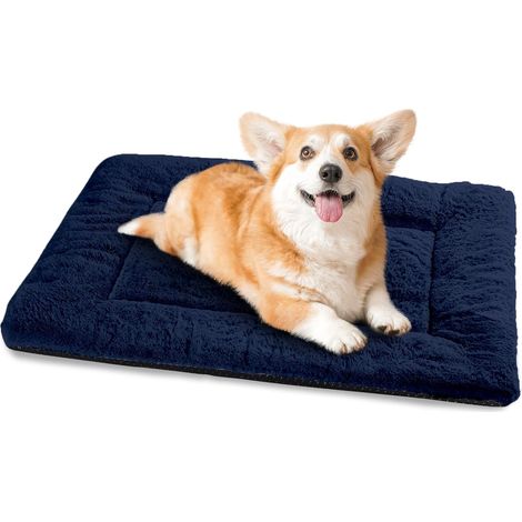 Panier Chien, Tapis Chien Grande Taille, 75x50 cm Matelas pour Chiens Lavable Super Doux Dog Bed Imperméable avec Dessous Antidérapant, Bleu Marine