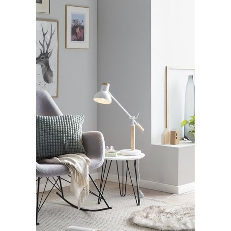 Lampe de bureau réglable en hauteur luminaire en métal et bois d'hévéa naturel max 76 cm - PANGIVO (1/2)