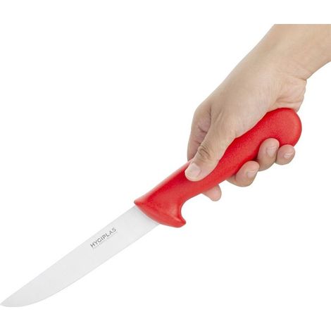 Couteau à Désosser à Lame Rigide Rouge 150 mm - Hygiplas (1/4)