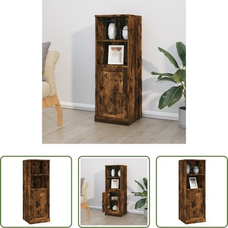 vidaXL Buffet bois - Buffet haut chêne fumé 36x35,5x103,5 cm bois d'ingénierie (1/5)