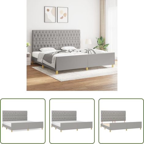 Stoffbett - Bettgestell mit Kopfteil Hellgrau 200x200 cm Stoff (1/5)