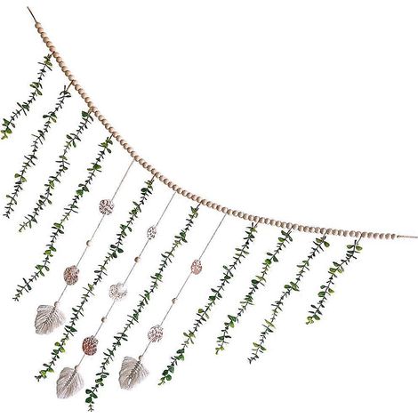 Pendentif décoratif en perles de bois, guirlande d'eucalyptus, lot de 2 (1/5)