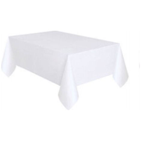 Tovaglia monouso in plastica PE, tinta unita, rotonda o rettangolare, resistente alle macchie d'olio, per uso domestico, alberghiero o per feste (bianca) (1/5)