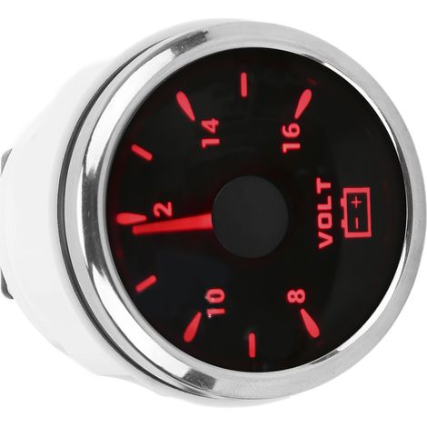 Voltmètre marin analogique 52 mm, 8-16 V, rétroéclairage 7 couleurs, étanche IP67, convient aux applications marines, camping-cars et automobiles (9-32 V, noir). (1/5)