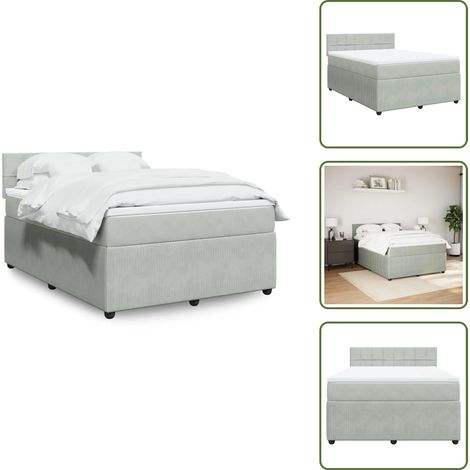 Boxspringbett mit Matratze Hellgrau 160x200 cm Samt - Boxspringbett - Boxspringbetten - Bett - Betten (1/5)