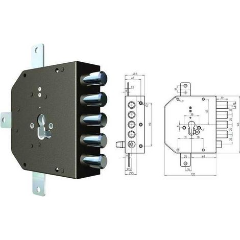Serrure Cr à appliquer 2300G-51Mc S/Scrocco Gauche Mm. 60