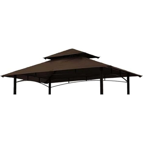 Toit De Remplacement Pour Grill Gazebo - Bâche Supérieure En Polyester 100 % - Double Niveau - Ventilation Améliorée - Compatible Modèle L-GG001PST-F - Marron - 1 Pièce (1/3)