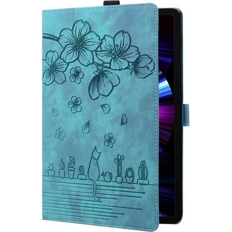Etui pour Samsung Galaxy Tab A9+ - Chat Bleu - Cuir PU - Silicone Bumper TPU - Fentes de Carte (1/5)