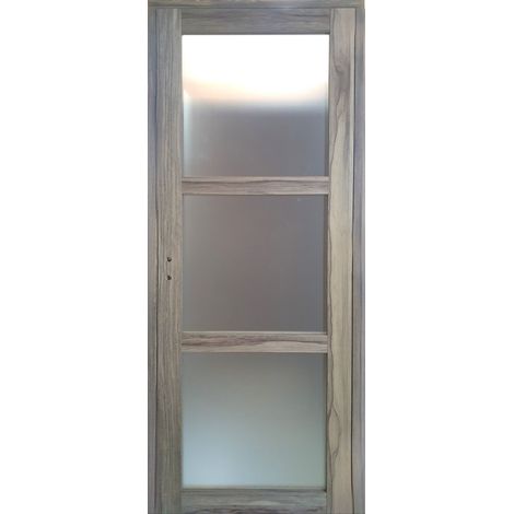 Bloc Porte Bois Frake Vitrée H204 X L73 Cm Côte Tableau P.droit Gd Menuiseries (1/5)