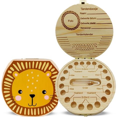 Boîte à dents de bébé Tiger - Chérissez les précieux moments - Boîte à dents pour garçons et filles - Boîte de rangement pour dents de bébé - Boîte à dents en bois - Cadeau de naissance (1/5)