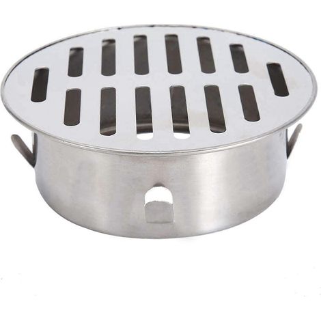 Bonde de sol en acier inoxydable, bonde de sol ronde anti-obstruction amovible pour lavabo de balcon (110 mm, ouverture plate) (1/5)