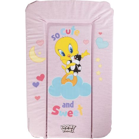 Warner Bros Looney Tunes piano cambio, materassino, morbido fasciatoio da tavolo per bambini e bambine con grafiche Titti e Silvestro, misure 73x48,5x3 cm