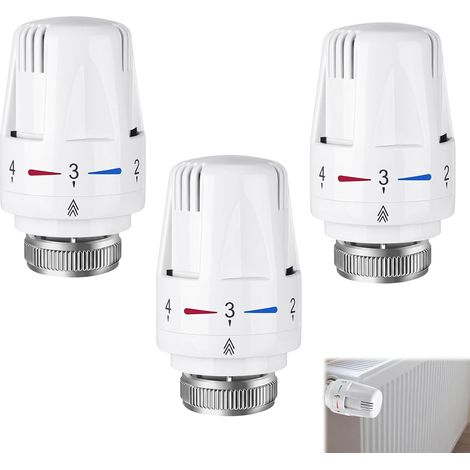 Lot de 3 têtes thermostatiques de chauffage avec position zéro M30 x 1,5 - Tête thermostatique de radiateur - Tête de robinet de radiateur - Tête de rechange pour le bureau et la maison (1/5)