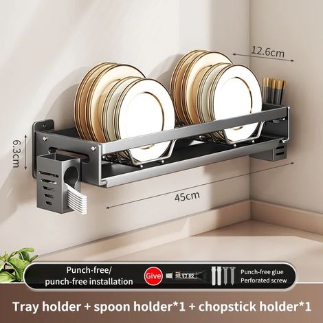 Égouttoir mural flottant (B-Baguettes-Cuillères) pour vaisselle de cuisine, séparateur multifonction, porte-cuillères, organisateur, étagère de rangement (1/5)