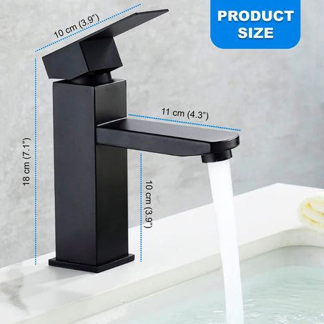 Robinet Lavabo Acier Inoxydable Robinet Mélangeur Simple Levier Eau Chaude Froide Raccords Inclus Pour Salle De Bain (1/5)