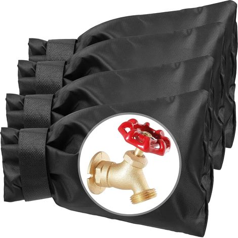 Protectores para grifos de exterior, juego de 4 piezas, tela Oxford, resistentes a las heladas, 20 cm x 15 cm (negro). (1/5)