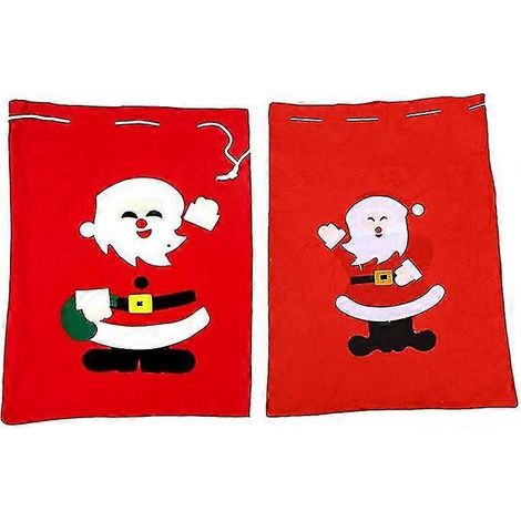 Sacs à dos à cordon de serrage avec motif Père Noël sacs de rangement en non-tissé sachets cadeaux à cordon sachets à bonbons(rouge)(2 pièces (1/5)