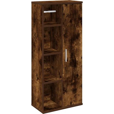 Meuble de salle de bain avec porte-rouleau chêne fumé