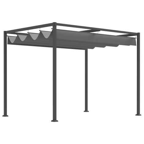 Pergola Pavillon Terrassenüberdachung mit Schiebedach 298 x 213 x 221 cm, Grau, wetterfestes Polyester für Garten & Terrasse
On-Site