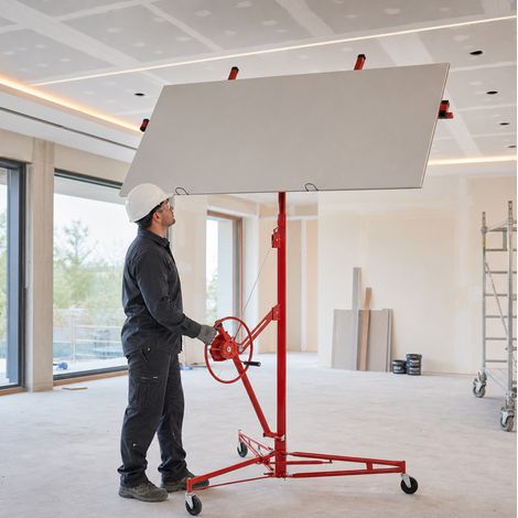 Teleskop-Hubwagen mit Winde, 180-470 cm, 60° Neigung, 68 kg, rot OKMYHOME (1/5)