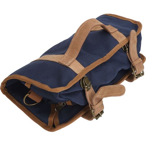 Wasserdichte blaue Barkeeper-Werkzeugtasche aus Canvas, mehrere Fächer, zusammenrollbar und tragbar mit Schultergurt (1/5)