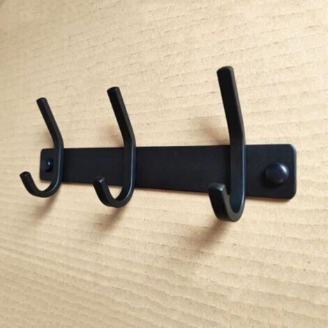 Wall Coat Rack, Coat Hook 3 Hooks, Black Coat Rack Hook Stainless Steel Bathroom Towel Hanger (1/4)