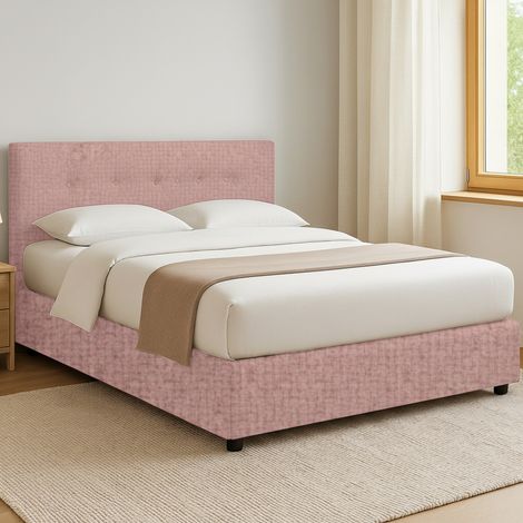 Letto Matrimoniale Oxford, Sfoderabile, Contenitore Made in Italy, Rosa (1/5)