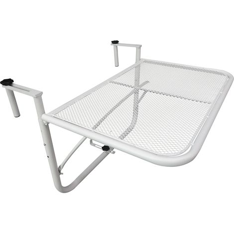 Balconhängetisch höhenverstellbar viereckig Gartentisch Metall Weiß 60x56,5x45cm pour terrasse et jardin (1/5)