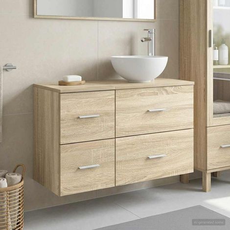 vidaXL Set di mobili per il bagno 2 pcs Rovere Sonoma
