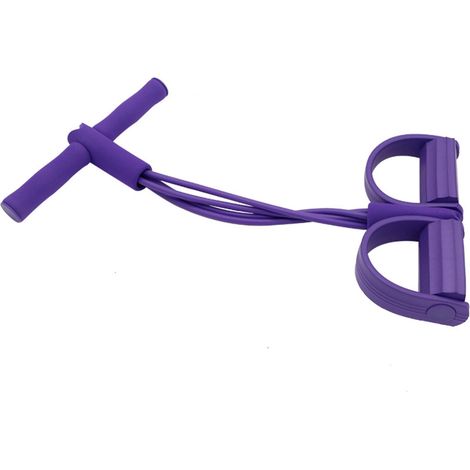 Sangle de résistance à pédale multifonction, corde de traction pour abdominaux, équipement d'exercice à domicile et voyage, violet (1/5)