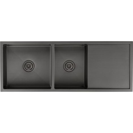 Lavello da cucina doppio 1180 mm - gunmetal spazzolato - Filao