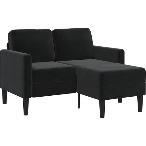 Sofá de 2 plazas con chaise longue en forma de L, terciopelo negro, 125 cm, vidaXL (1/5)