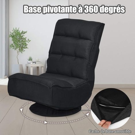 COSTWAY Chaise Relax Pivotant 360 Degrés Pliable et Réglable en 5 Positions,Chaise Rembourrée Confortable Idéale pour Lire, Regarder la Télévision ou Joue (1/5)