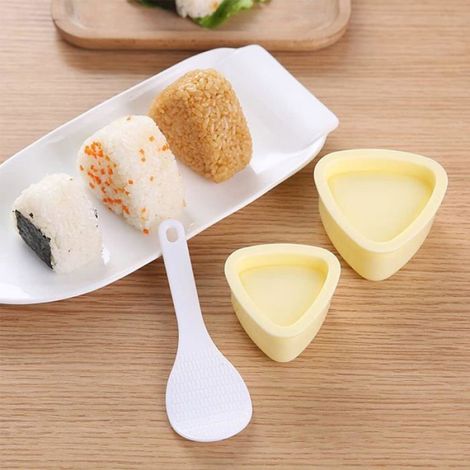 Moule à sushi triangulaire, moule à boules de riz pour bento onigiri, moule à sushi triangle avec cuillère, fabricant d'onigiri pour préparation de repas japonais (1/5)