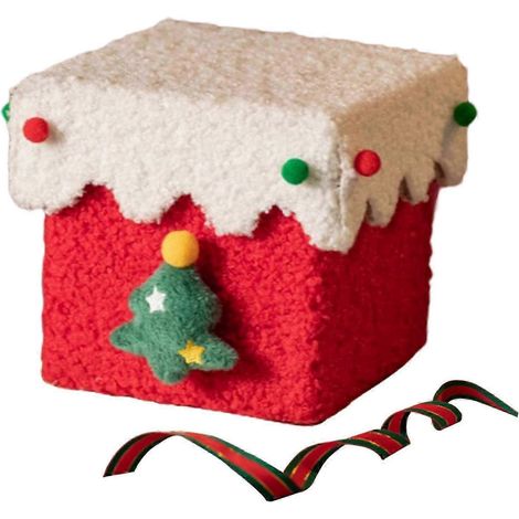 Boîte cadeau de Noël, boîte à bonbons, organisateur, boîte de rangement artisanale créative, décoration de Noël à faire soi-même pour biscuits et articles de fête.-Red with White Lid