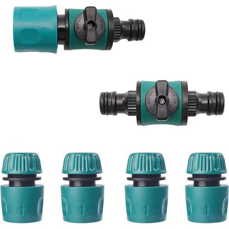 Vanne d'arrêt rapide en ligne pour raccord de tuyau d'arrosage, rallonge de vanne à double connecteur mâle avec raccords rapides assortis pour embouts de tuyau (1/5)