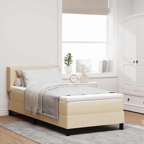 vidaXL Lit à ressorts avec tête de lit Crème 190 x 90 cm tissu (1/5)