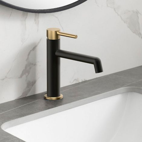 LLAVISAN L157634 OSLO Grifo Monomando de Lavabo Negro Mate Oro - ref: L157634 (1/2)