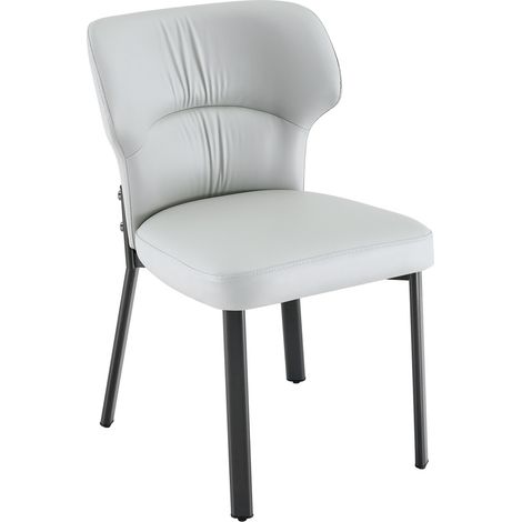 Set de 2 sillas de comedor de polipiel PU gris, acolchadas, estructura metálica negra (1/5)