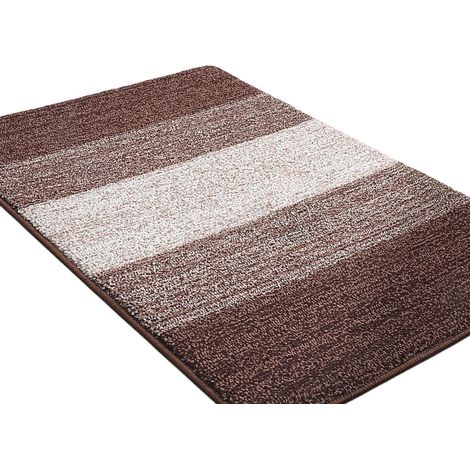 Tapis d'entrée intérieur, tapis d'entrée absorbant à rayures, antidérapant et discret, 51 x 81 cm, gris et marron (1/5)