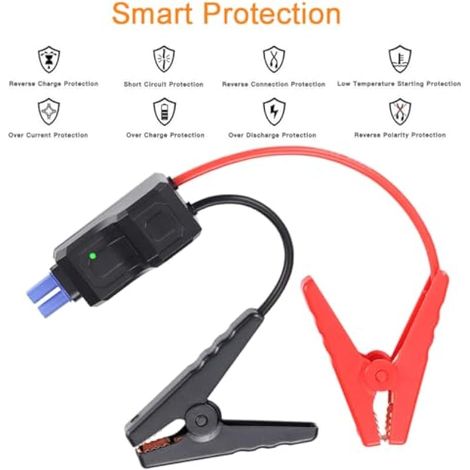 Câbles de démarrage d'urgence portables intelligents pour voiture (1 pièce), pinces crocodiles de rechange pour démarreur de voiture portable 12 V (1/3)