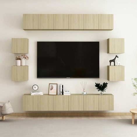 vidaXL Set de muebles salón TV 10 pzas madera ingeniería roble Sonoma (1/5)