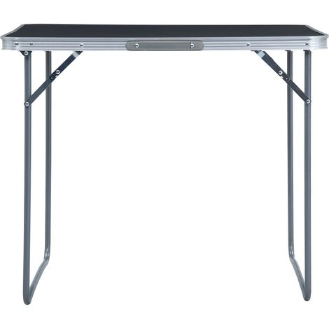 Table pliable de camping avec cadre en métal 80x60 cm Gris (1/5)