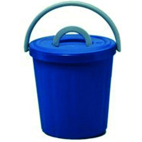 Pattumiera con coperchio lt.15 - Ø cm.32x32h., colore blu