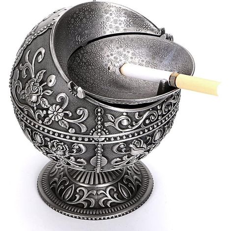 Vintage-Aschenbecher mit Deckel – winddicht, im klassischen Burg-Design, Tischaschenbecher