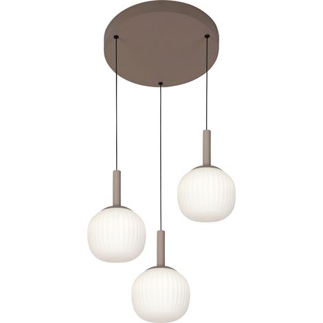 Suspension minimaliste brune 3 globes LED 18W Montes